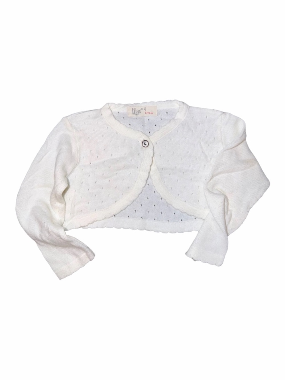 Lilax White Pointelle Knit Bolero Cardigan - Size 2/92cm (24M)